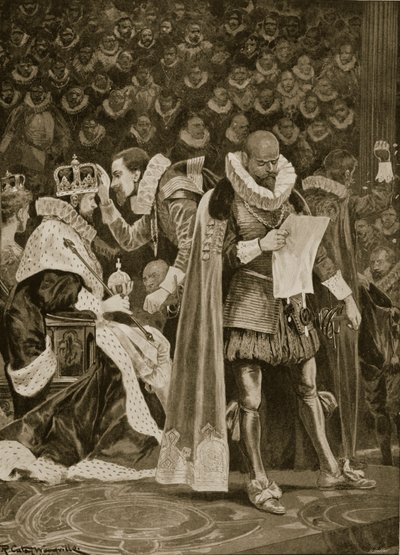 El homenaje, la largueza y el perdón general en la coronación de Jacobo I y Ana de Dinamarca, 25 de julio de 1603, de 