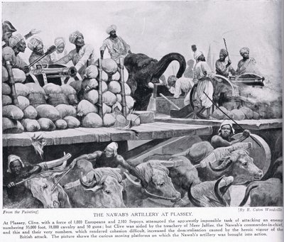 La artillería del Nawab en Plassey, ilustración de 