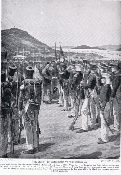 La cesión de Hong Kong a los británicos, 1841, ilustración de 
