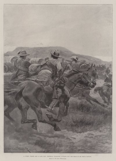 Una persecución larga y difícil, la caballería imperial cortando la retaguardia del convoy de De Wet de Richard Caton Woodville junior