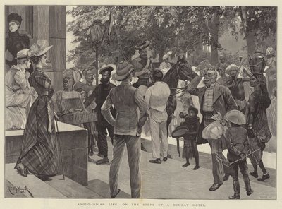 Vida anglo-india, en los escalones de un hotel de Bombay de Richard Caton Woodville junior