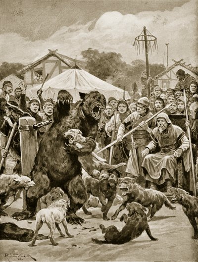 Pelea de Osos en Tiempos Sajones, ilustración de 