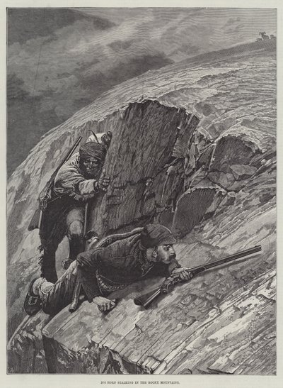 Acecho de carnero grande en las Montañas Rocosas de Richard Caton Woodville junior