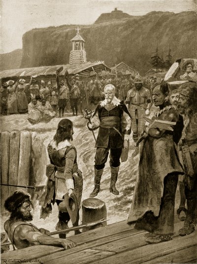 El primer asentamiento de Gran Bretaña en Quebec, ilustración de 