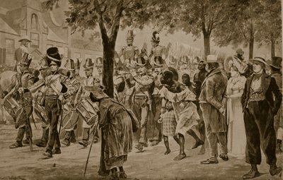 Fuerzas británicas marchando hacia Ciudad del Cabo, 1814, ilustración de 