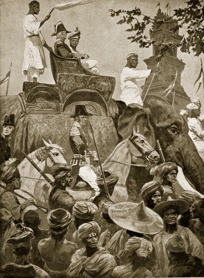 Tropas británicas entrando en Singapur, 1824, ilustración de 