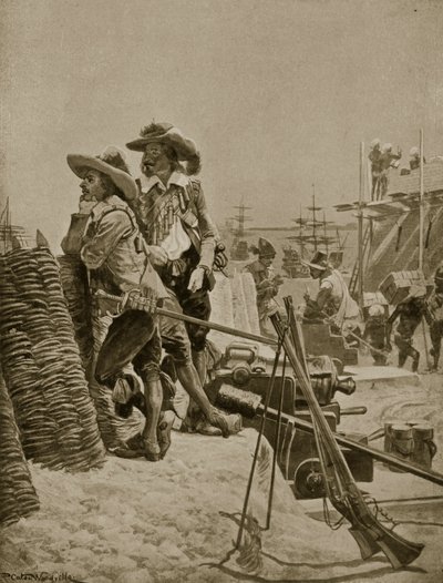 Construcción del primer Fuerte en Madrás, 1640, ilustración de 