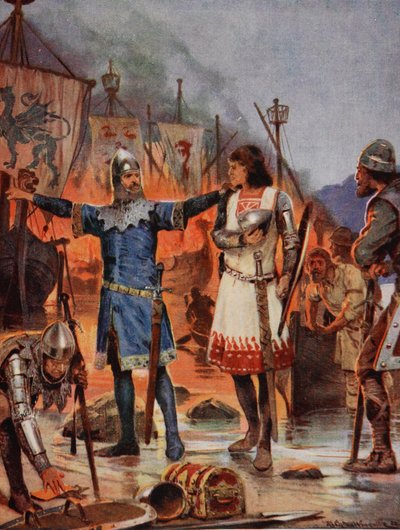 FitzStephen quema sus barcos, 1169, ilustración de 