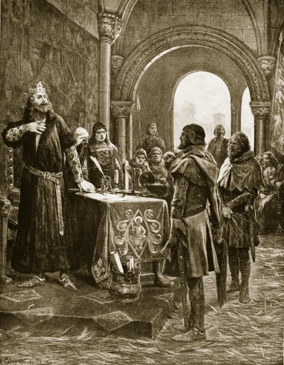 John se regocija al escuchar sobre la muerte de Fitz-Peter, ilustración de 