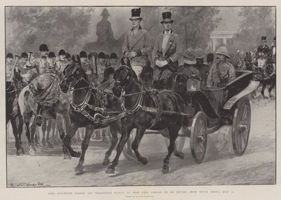 Lord Kitchener pasando la Estatua de Wellington en Hyde Park Corner a su Regreso de Sudáfrica, 12 de julio de Richard Caton Woodville junior