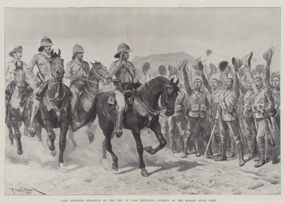 Recepción de Lord Roberts por los hombres de la división de Lord Methuen en el campamento del río Modder de Richard Caton Woodville junior