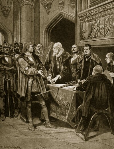 Lord Thomas Fitzgerald arroja su espada, ilustración de 