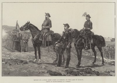 Revisión de un Cuerpo del Ejército Suizo en Horgen, en el Lago de Zúrich de Richard Caton Woodville junior