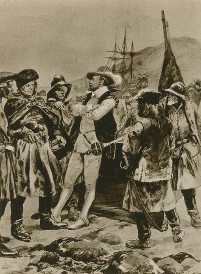 Sir Humphrey Gilbert reclama Terranova para Inglaterra de Richard Caton Woodville junior