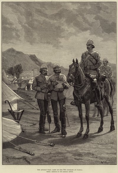 La guerra afgana, campamento de los 10º Húsares en Dakka de Richard Caton Woodville junior
