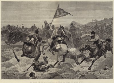 La guerra afgana, conflicto de la 1ª Caballería del Punjab y los 15º Húsares con la caballería afgana de Richard Caton Woodville junior