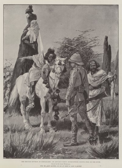 El Reverso Británico en Somalilandia, un Grupo de Avanzada entrevistando a Espías Nativos en el Monte de Richard Caton Woodville junior