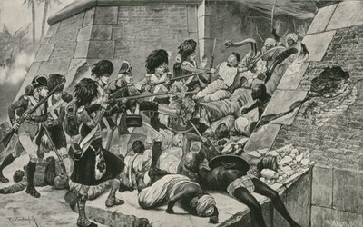 Las tropas británicas asaltan Seringapatan, la capital del Sultán Tippu de Richard Caton Woodville junior
