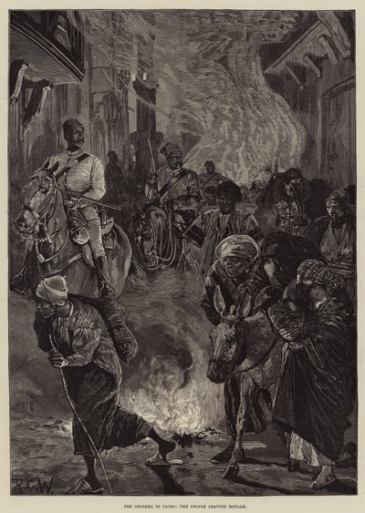 El cólera en El Cairo, la gente dejando Boulak de Richard Caton Woodville junior