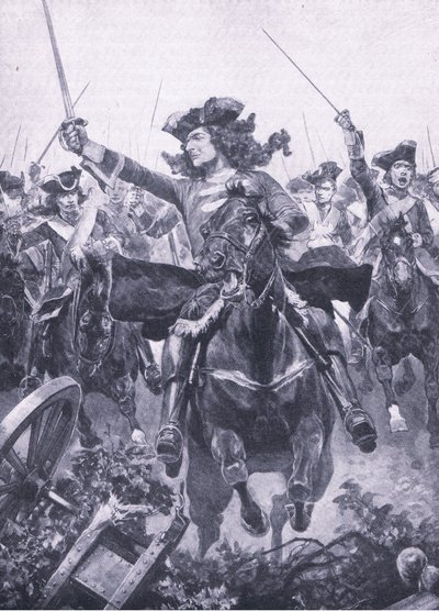 El duque de Marlborough en la batalla de Oudenarde, 11 de julio de 1708, ilustración de British Battles on Land and Sea, 1915 de Richard Caton Woodville junior