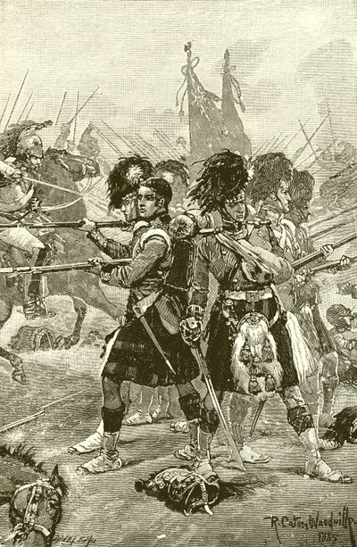 Los Highlanders del Cuarenta y Dos en Quatre Bras de Richard Caton Woodville junior