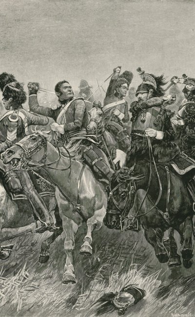 La valiente carga de los Scots Greys en la Batalla de Waterloo de Richard Caton Woodville junior
