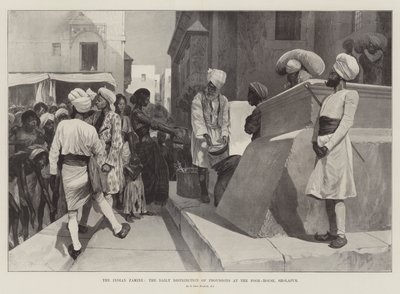 La hambruna india, la distribución diaria de provisiones en la casa de pobres, Sholapur de Richard Caton Woodville junior