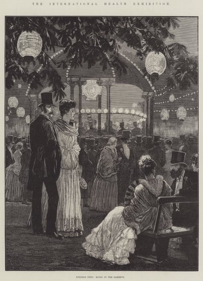 La Exposición Internacional de Salud, Fiesta Nocturna, Música en los Jardines de Richard Caton Woodville junior