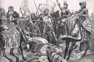 La última resistencia de Juan II de Francia en la batalla de Poitiers, ilustración de 