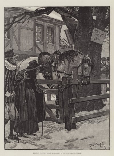 El caballo del soldado perdido, un incidente de la Guerra Civil en Inglaterra de Richard Caton Woodville junior