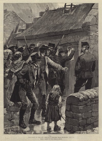 El estado de Irlanda, sirviendo un proceso cerca de Headford, Galway de Richard Caton Woodville junior