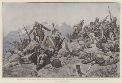 El asalto a la cresta de Dargai por los Gordon Highlanders, el gaitero Findlater continuando tocando a pesar de estar herido en ambas piernas de Richard Caton Woodville junior