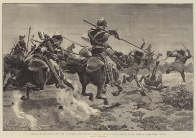 La guerra en Sudán, la lucha en Hasheen, cerca de Souakim, 20 de marzo, los lanceros del 5º cargando en el flanco del ataque de Osman Digna de Richard Caton Woodville junior