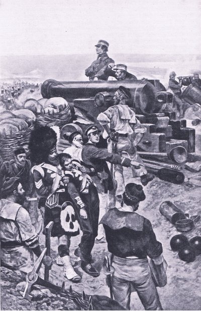 El asalto a Sebastopol, 1855, ilustración de British Battles on Land and Sea, 1915 de Richard Caton Woodville junior