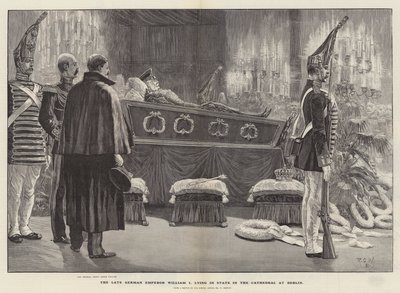 El difunto emperador alemán Guillermo I en estado en la Catedral de Berlín de Richard Caton Woodville junior