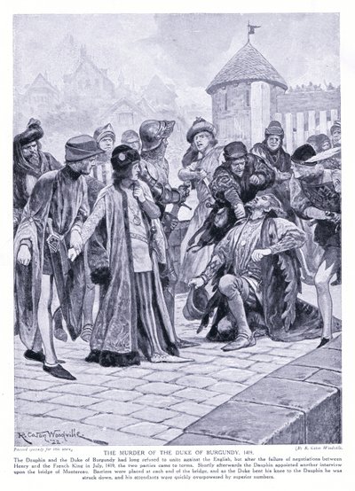 El asesinato del Duque de Borgoña AD1419, años 1920 de Richard Caton Woodville junior