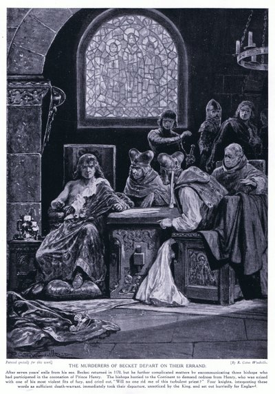 Los asesinos de Becket parten en su misión, años 1920 de Richard Caton Woodville junior