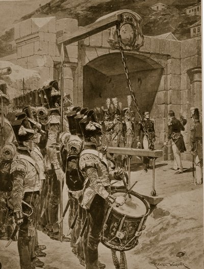 La rendición de la isla Mauricio a los británicos en 1810, ilustración de 
