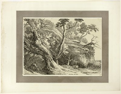 Paisaje con grandes árboles, del primer número de Specimens of Polyautography de Richard Cooper II