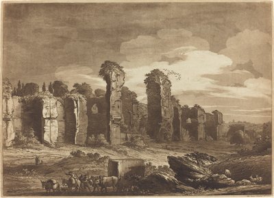 Vista de las ruinas de los Baños de Caracalla, tomada desde los jardines de los jesuitas en Roma de Richard Cooper II