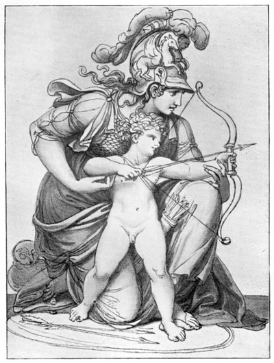 Minerva dirigiendo la flecha de Cupido, finales del siglo XVIII-principios del siglo XIX de Richard Cosway