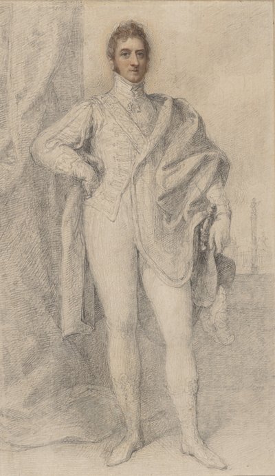 Retrato de George, 5º duque de Marlborough, con Blenheim a lo lejos de Richard Cosway