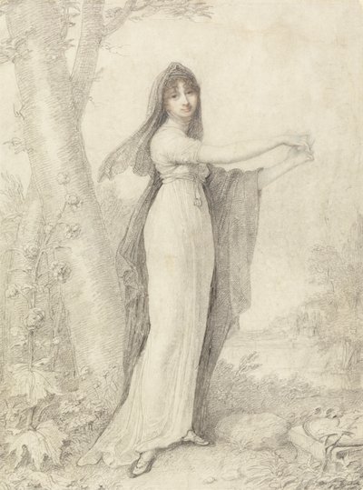 Retrato de una dama cerca de un lago de Richard Cosway