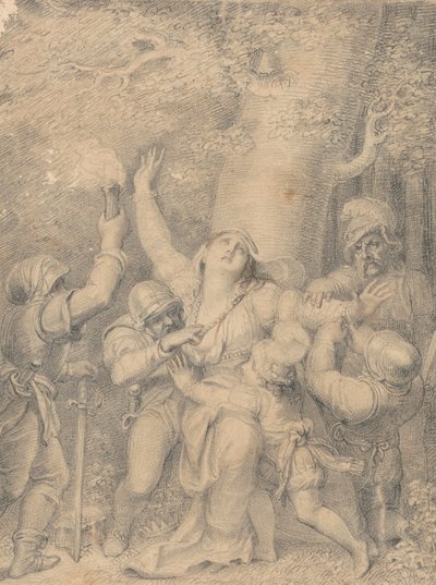 La reina Margarita de Anjou con el príncipe, su hijo, despojada de sus galas por ladrones en un bosque de Richard Cosway