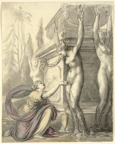 Las Heliadas en la tumba de Faetón (Ovidio, Metamorfosis, II, 340-366) de Richard Cosway