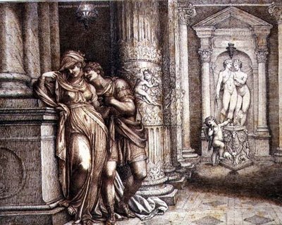 Dos Amantes alentados por Cupido de Richard Cosway