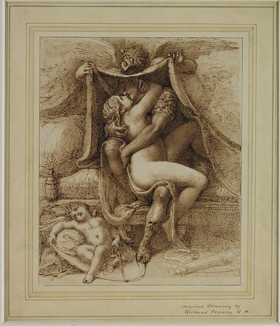 Venus y Marte, c.1790 (pluma y tinta marrón sobre papel) de Richard Cosway