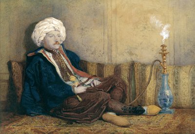 Retrato de Sir Thomas Philips en traje oriental, reclinado con una pipa de agua de Richard Dadd