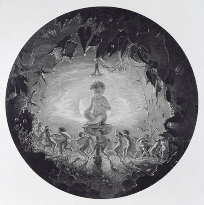 Puck y las hadas, grabado por William Home Lizars (1788-1859) de Richard Dadd