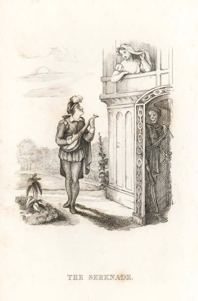 El esqueleto de la Muerte y un juglar. ,1827 (grabado) de Richard Dagley
